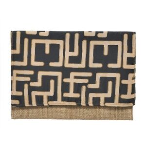 BLE RESORT COLLECTION BLACK STRAW CLUTCH BAG